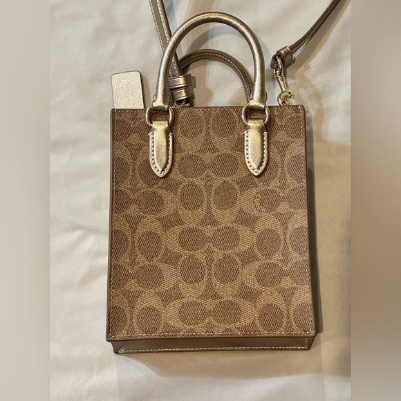 Coach Boxed Mini Tote Bag- Brown Signature Canvas with Gold Accents. NWOT. - Picture 2 of 15